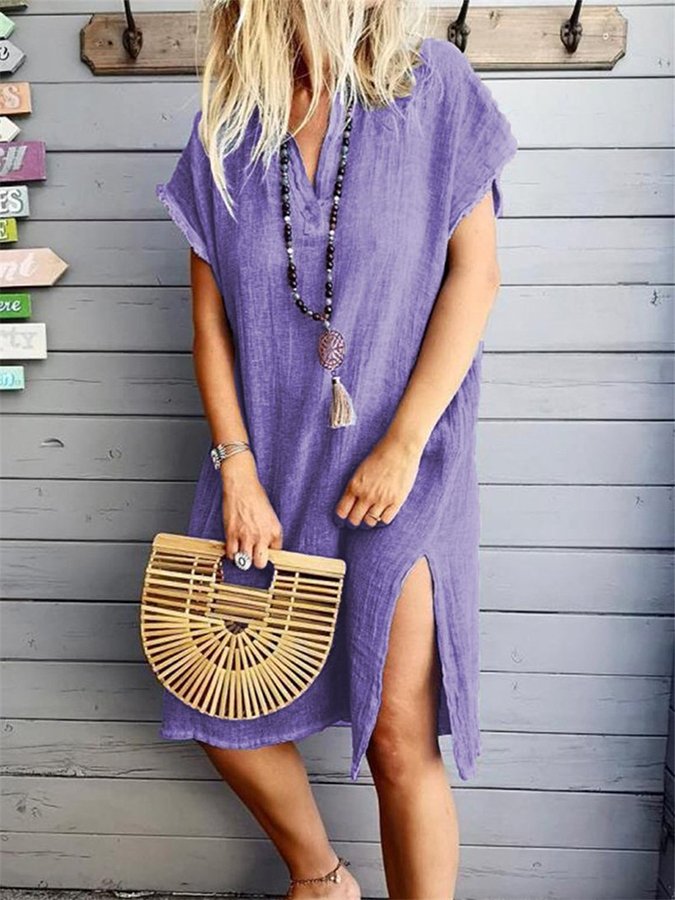 Airrys™ Women's Retro V-neck Short Sleeve Casual Skirt