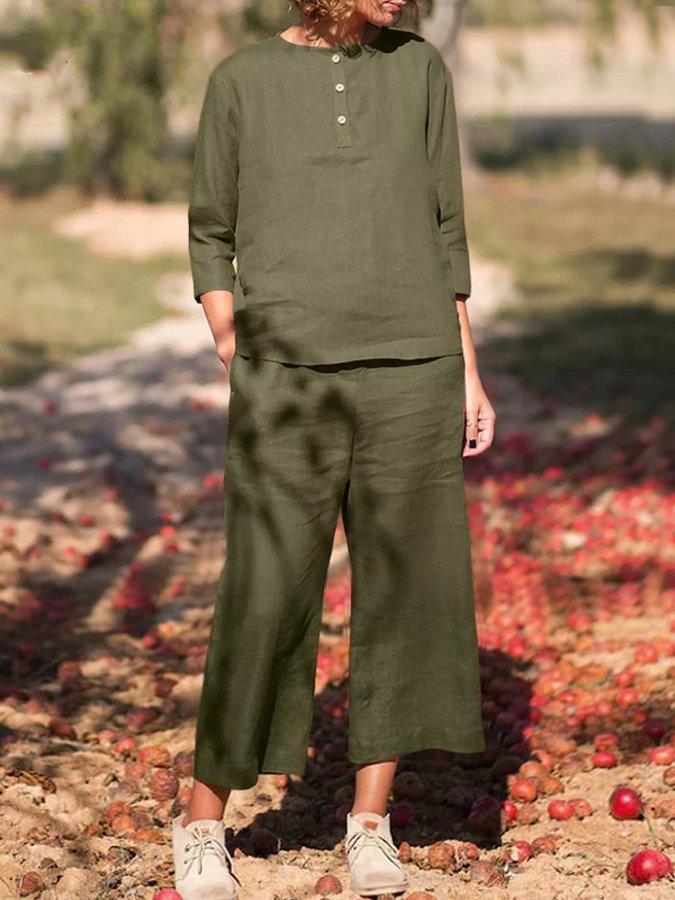 Airrys™ Women's Casual Solid Color Cotton Linen Set