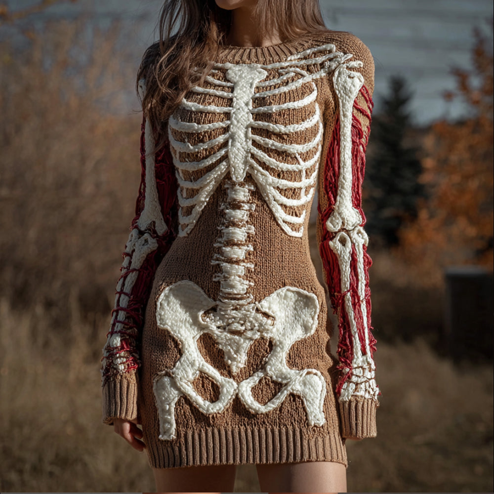 Halloween Anatomy Art Rice Color Blocked Ancient Dress