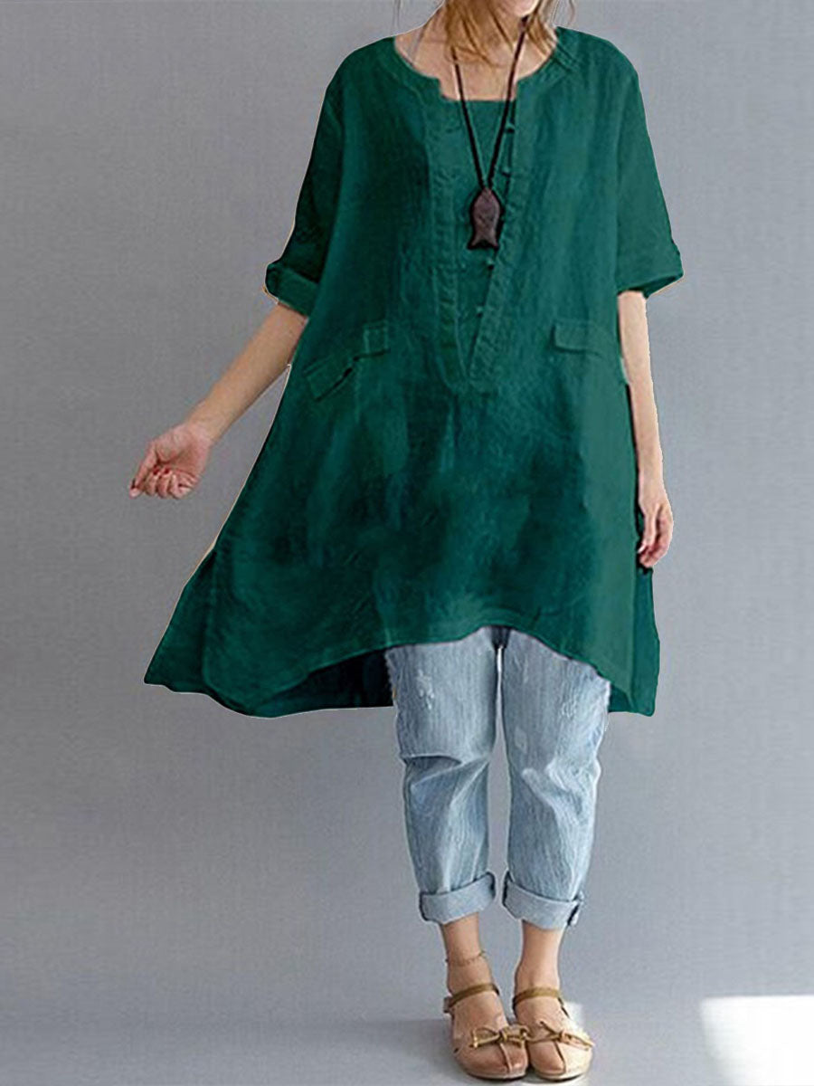 Women's plus size loose casual long shirt