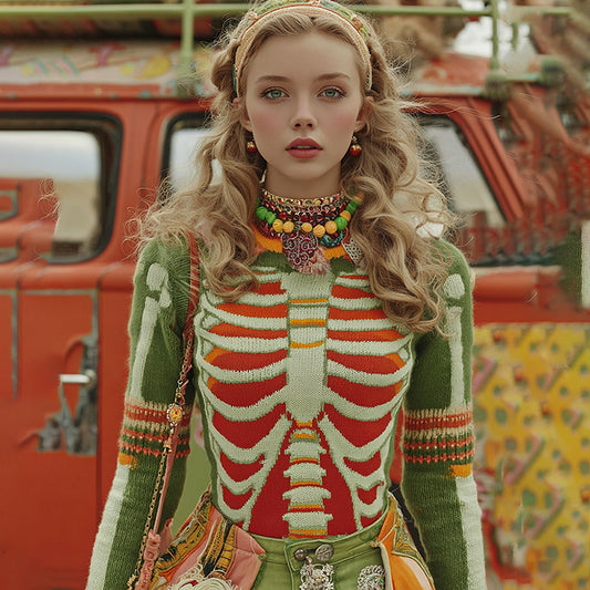 Vintage Halloween Anatomy Fresh Look Art Chunky Knitted Sweater