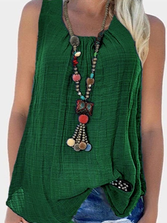 Airrys™ Casual Crew Neck Solid Color Sleeveless Tank Top