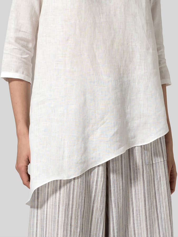 Airrys™ Women's Linen Crew Neck Bevel Top