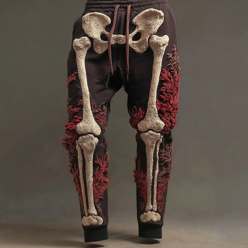 Men's Vintage Halloween Skeleton Art Sweatpants
