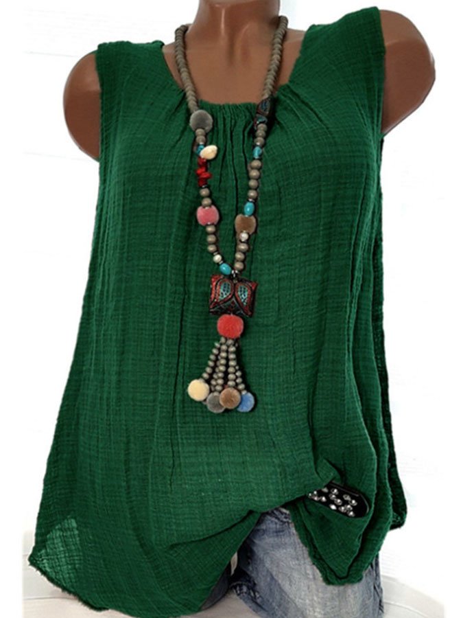 Airrys™ Casual Crew Neck Solid Color Sleeveless Tank Top