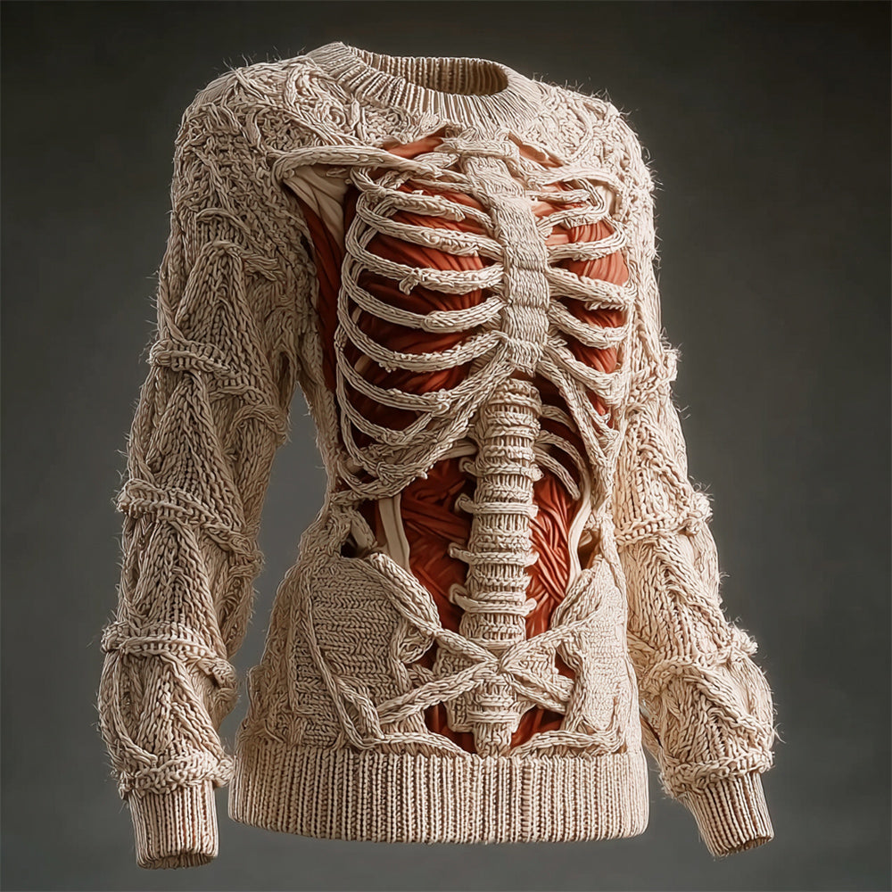 Halloween Musculoskeletal Anatomy Art Women's Knit Crew Neck Sweater