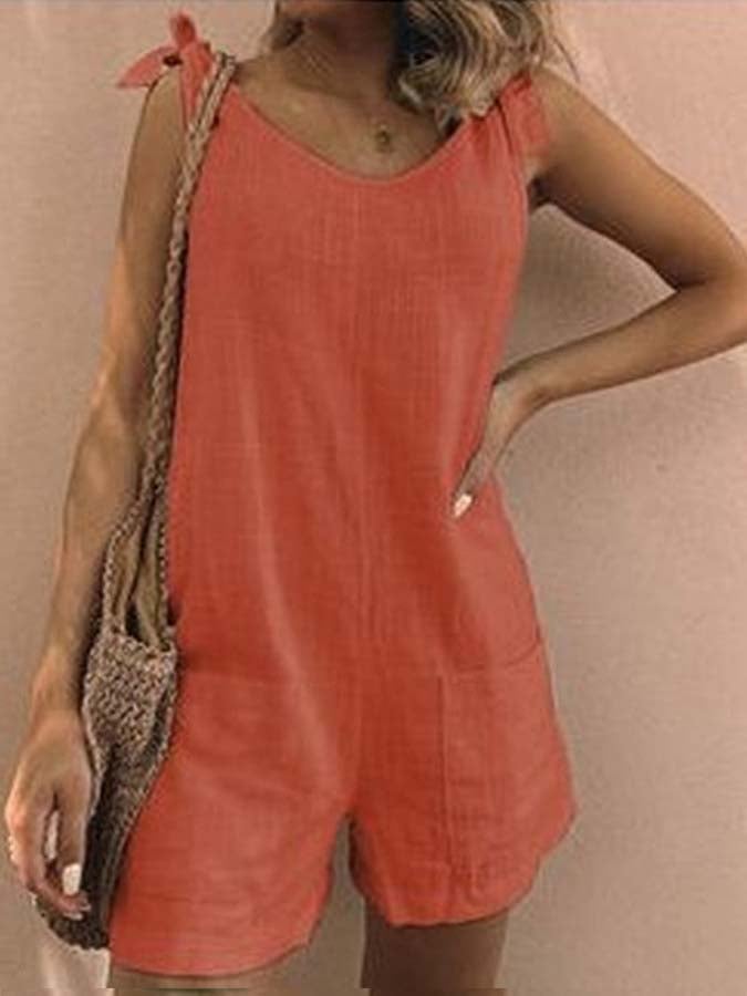 Women's Patch Pocket Cotton Linen Jumpsuit