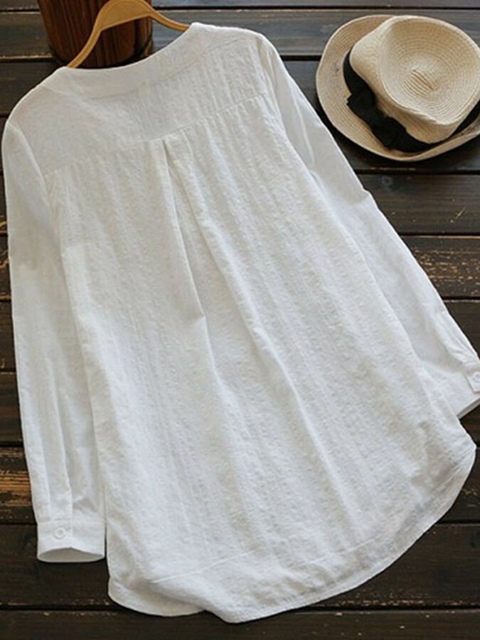 Airrys™ Women's lace embroidered cotton and linen long-sleeved shirt