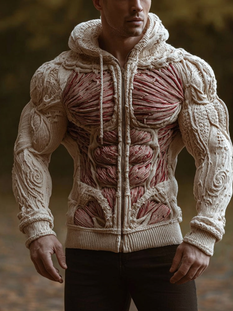 Men's Halloween Anatomy Art 3d Knitted Cardigan Sweater