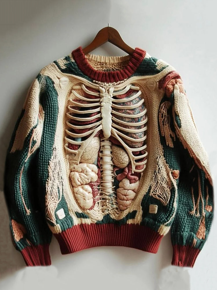 Vintage Halloween Anatomy Art Chunky Knitted Sweater