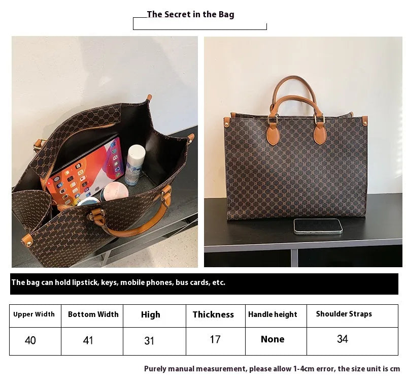 Large Capacity Retro Single Shoulder Tote Bag For Women