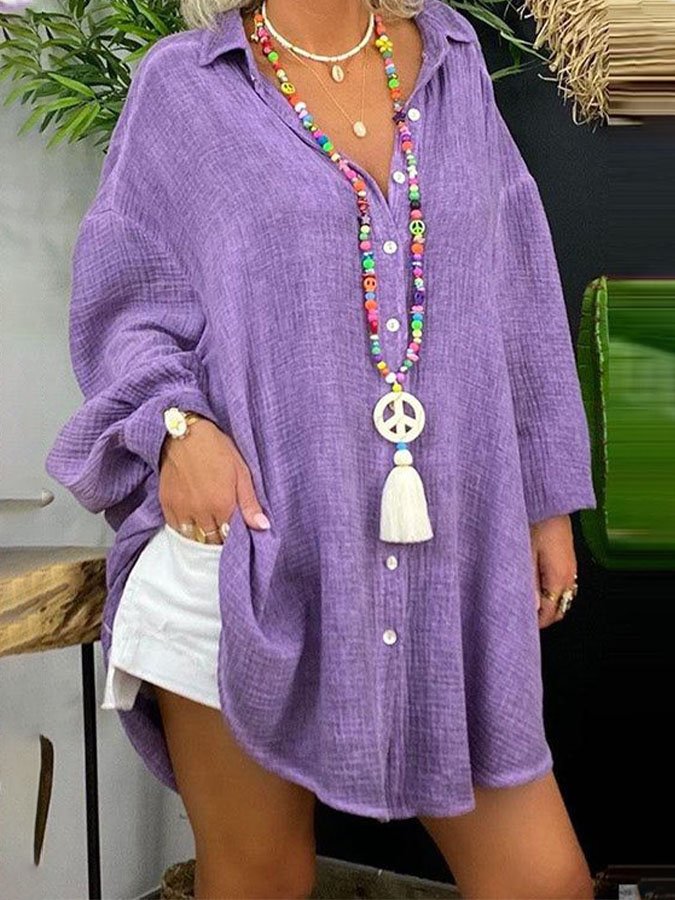 Airrys™ Solid Color Casual Loose Balloon Sleeve Shirt