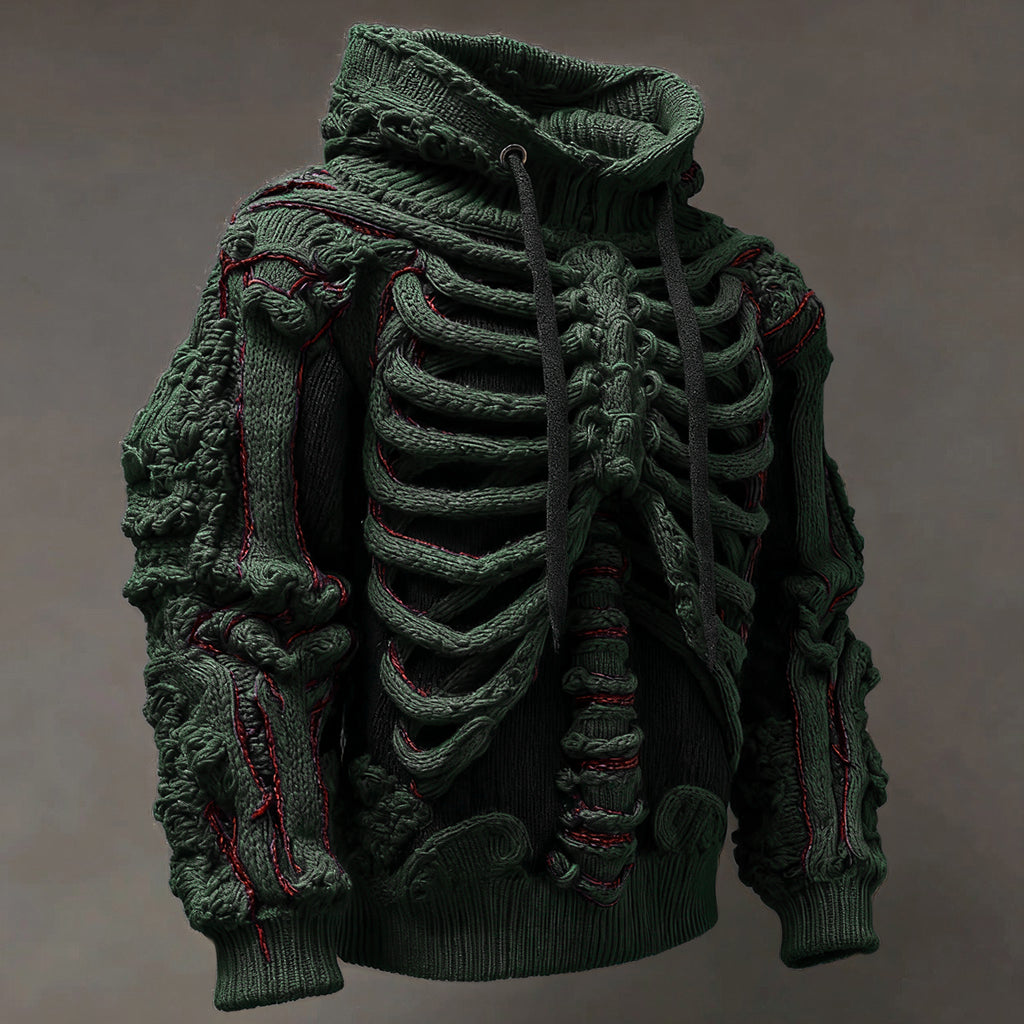 Vintage Halloween Anatomy Art Knit Hooded Sweater