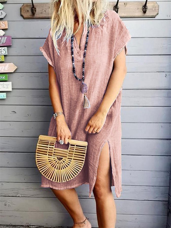 Airrys™ Women's Retro V-neck Short Sleeve Casual Skirt