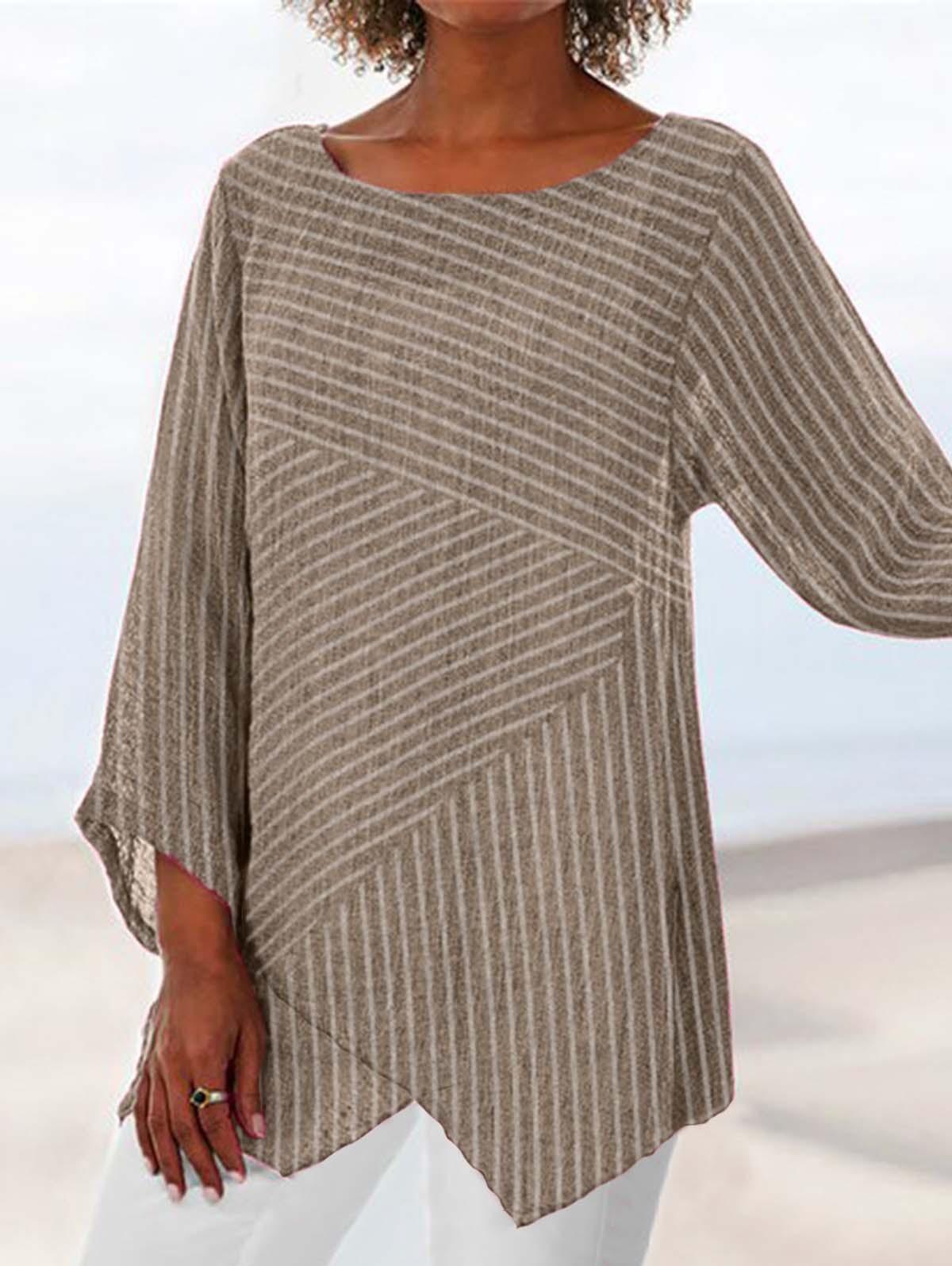 Crew Neck Long Sleeve Paneled Holiday Shirts