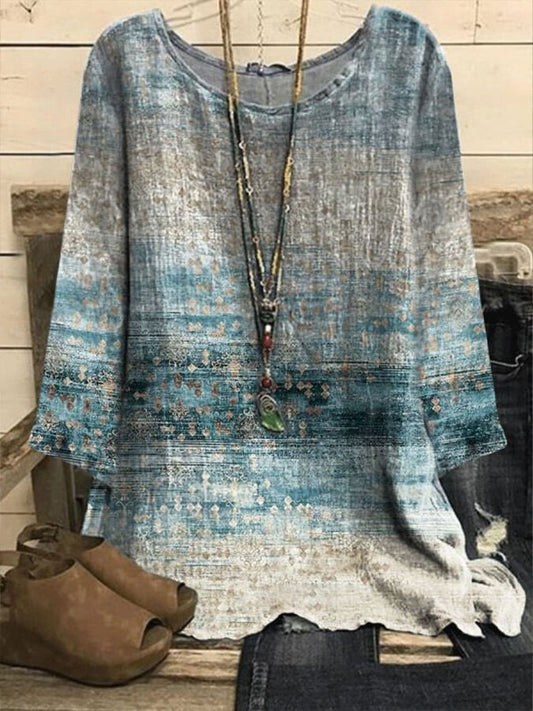 Airrys™ Women's Printed Round Neck Loose Retro Top