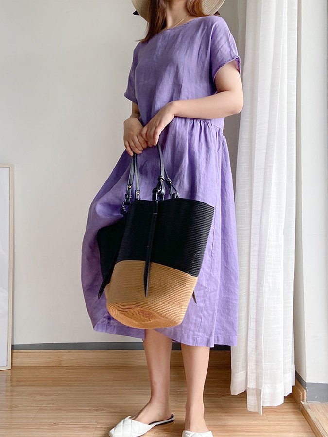 Airrys™ Women's Simple Literary Loose Solid Color Shift Dress