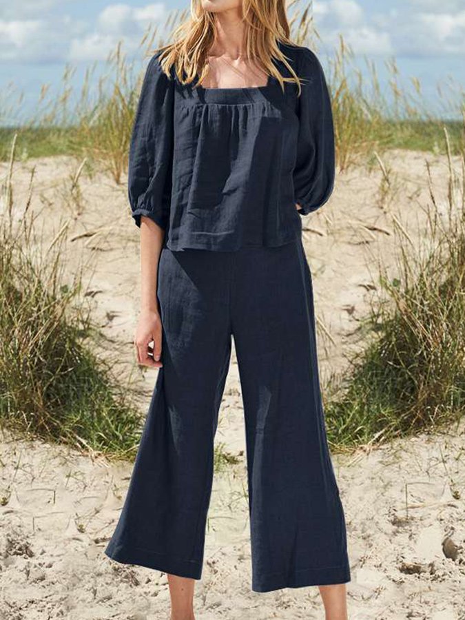 Casual Loose Solid Color Suit