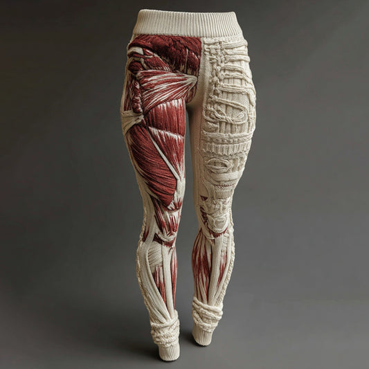 Women's Vintage Skeleton Muscles Art Cozy Leggings