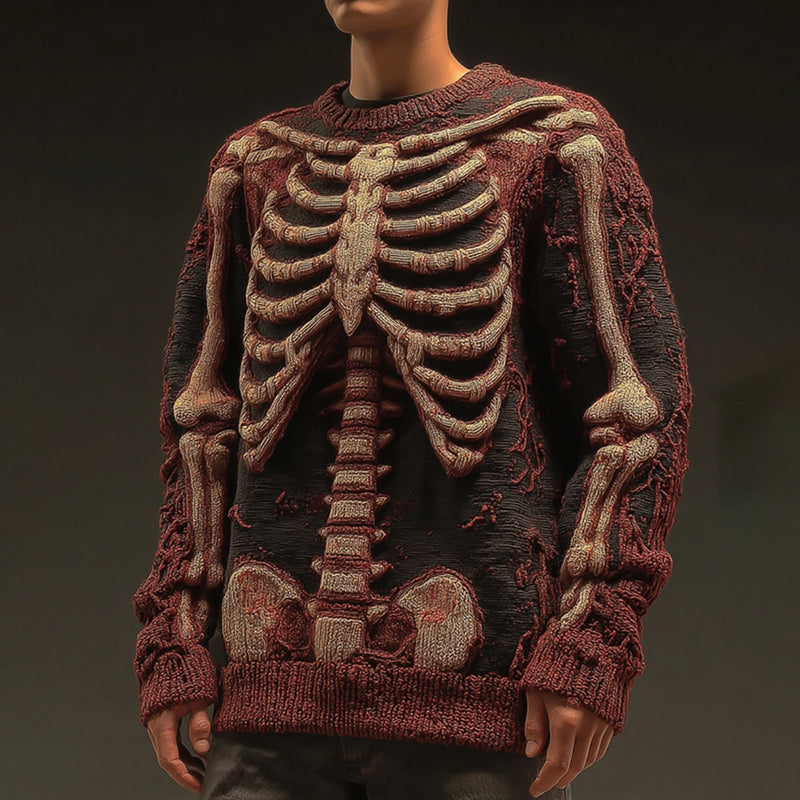 Men's Vintage Skeleton Gradient Art Cozy Sweater