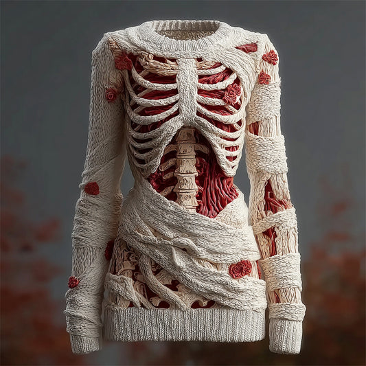 Halloween Muscle Anatomy Bandage Art Women's Knit Slim-fit Sweater