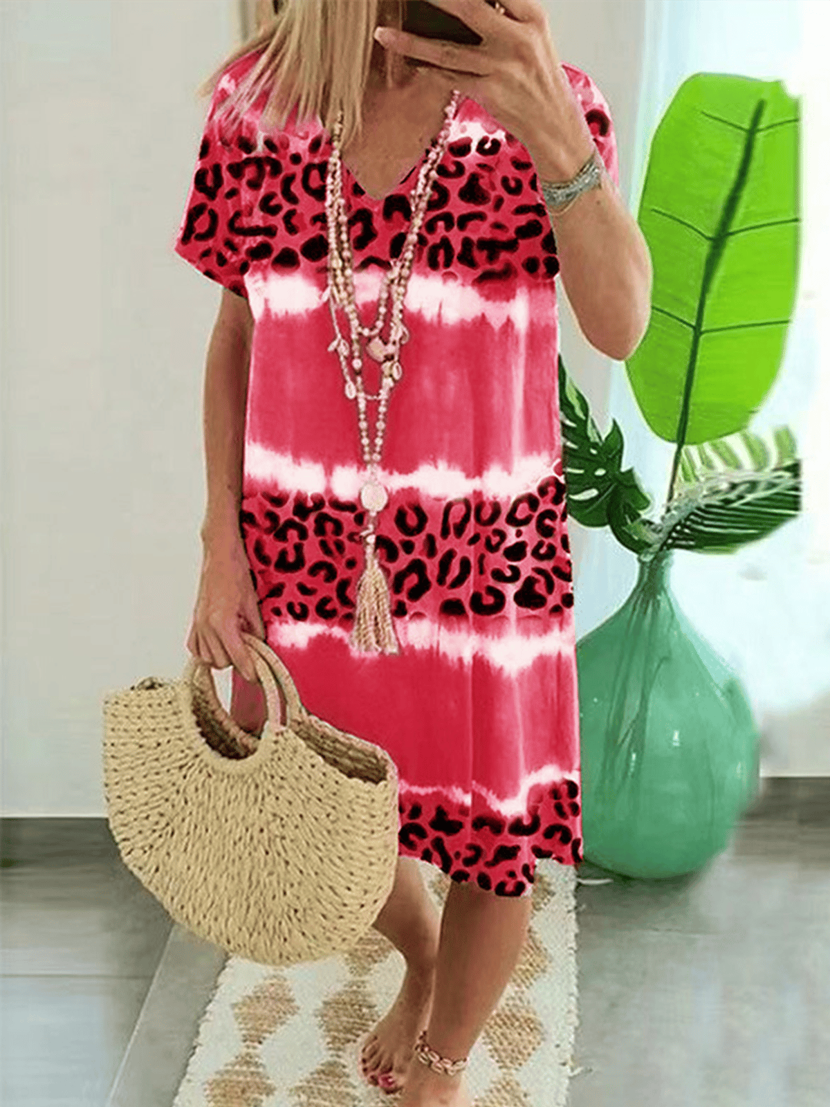 Airrys™ Women's Tie Dye Leopard Print Dress