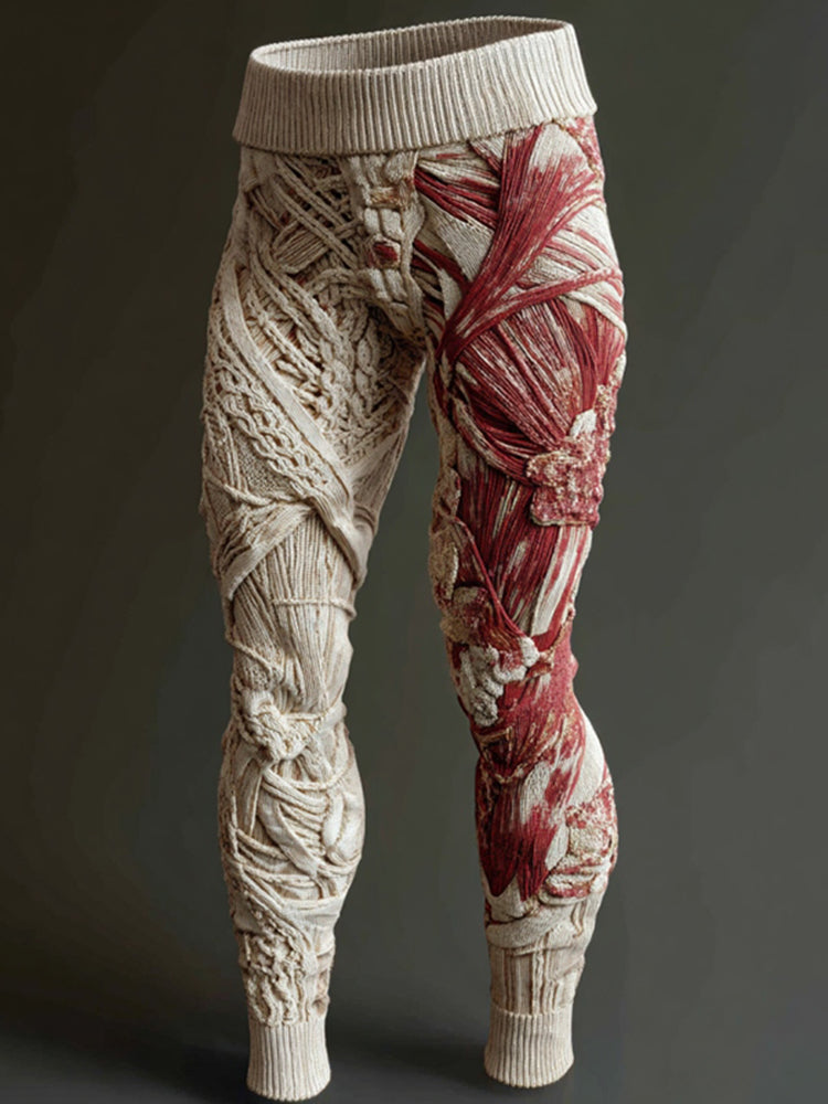 Women's Vintage Skeleton Muscles Art Gradient Cozy Leggings