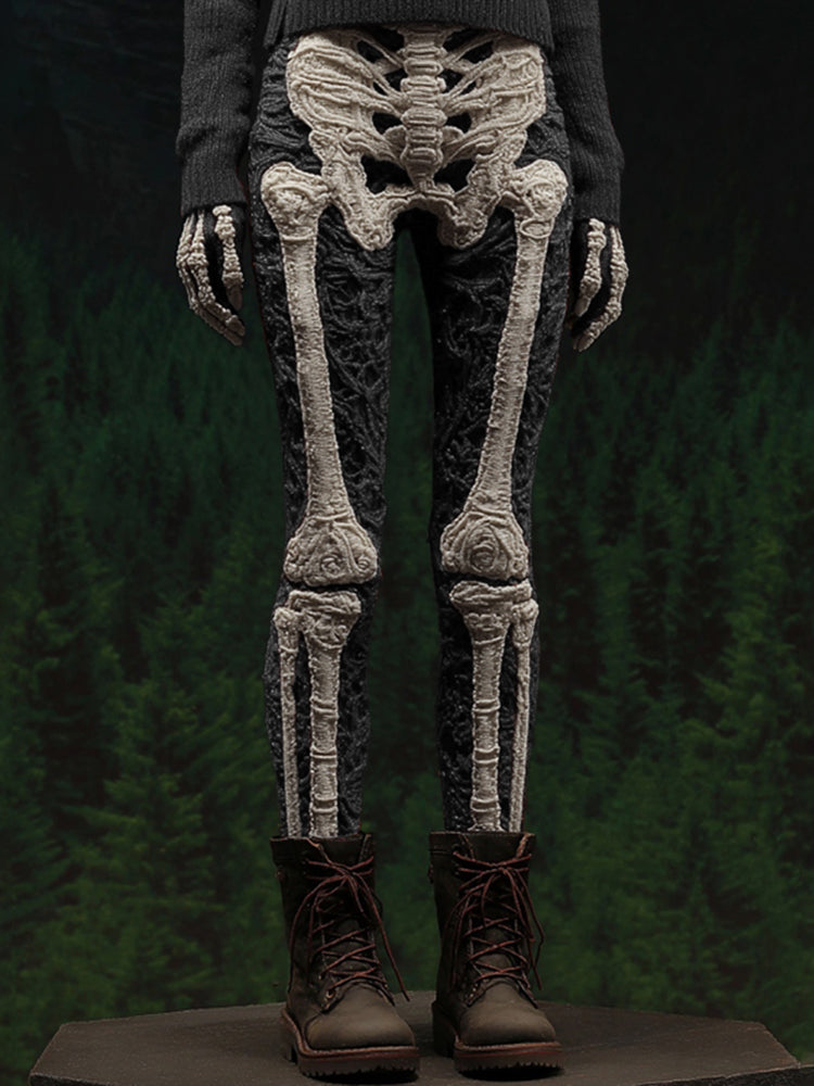 Women's Vintage Skeleton Gradient Art Cozy Leggings