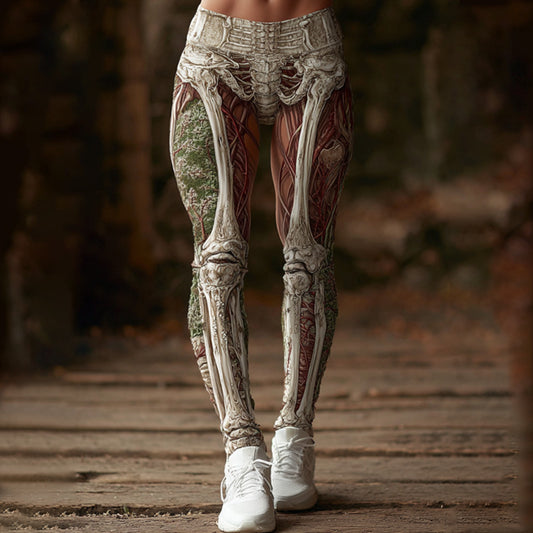 Wmoen's Vintage Halloween Skeleton Art Sweatpants