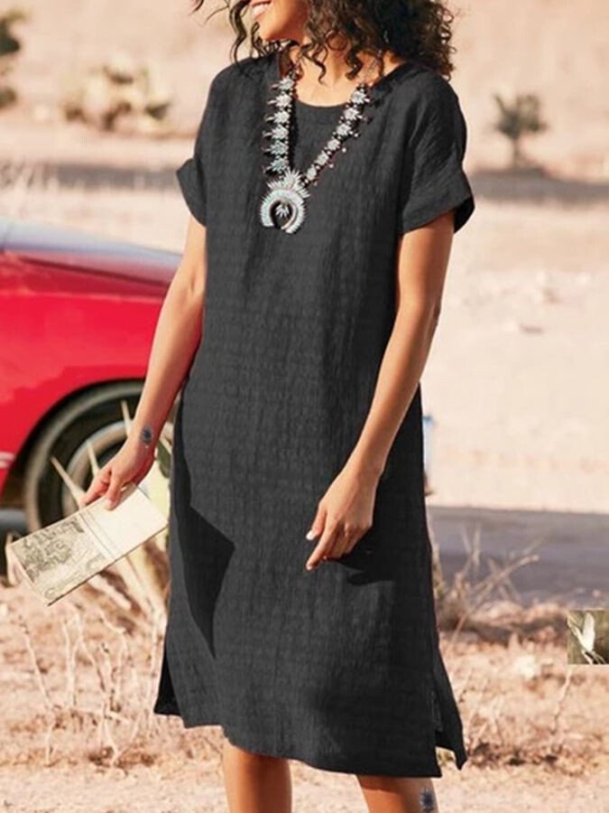 Airrys™ Ladies Spring/Summer Round Neck Short Sleeve Midi Dress