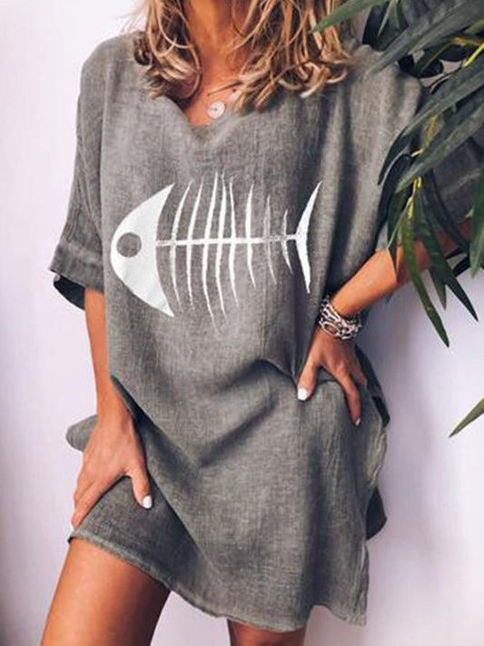 Airrys™ Casual Printed Cotton And Linen Dress