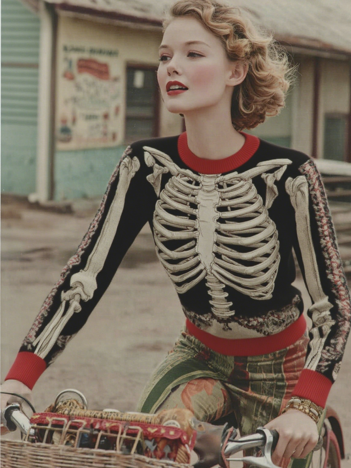 Vintage Halloween Anatomy Art Chunky Knitted Sweater