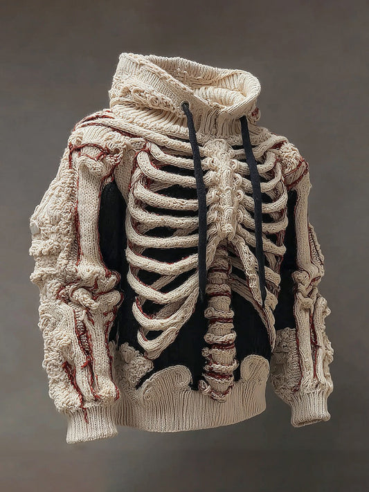 Vintage Halloween Anatomy Art Knit Hooded Sweater
