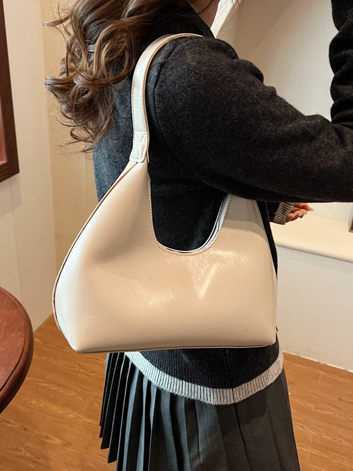 PU Leather Shoulder Bag with Zip