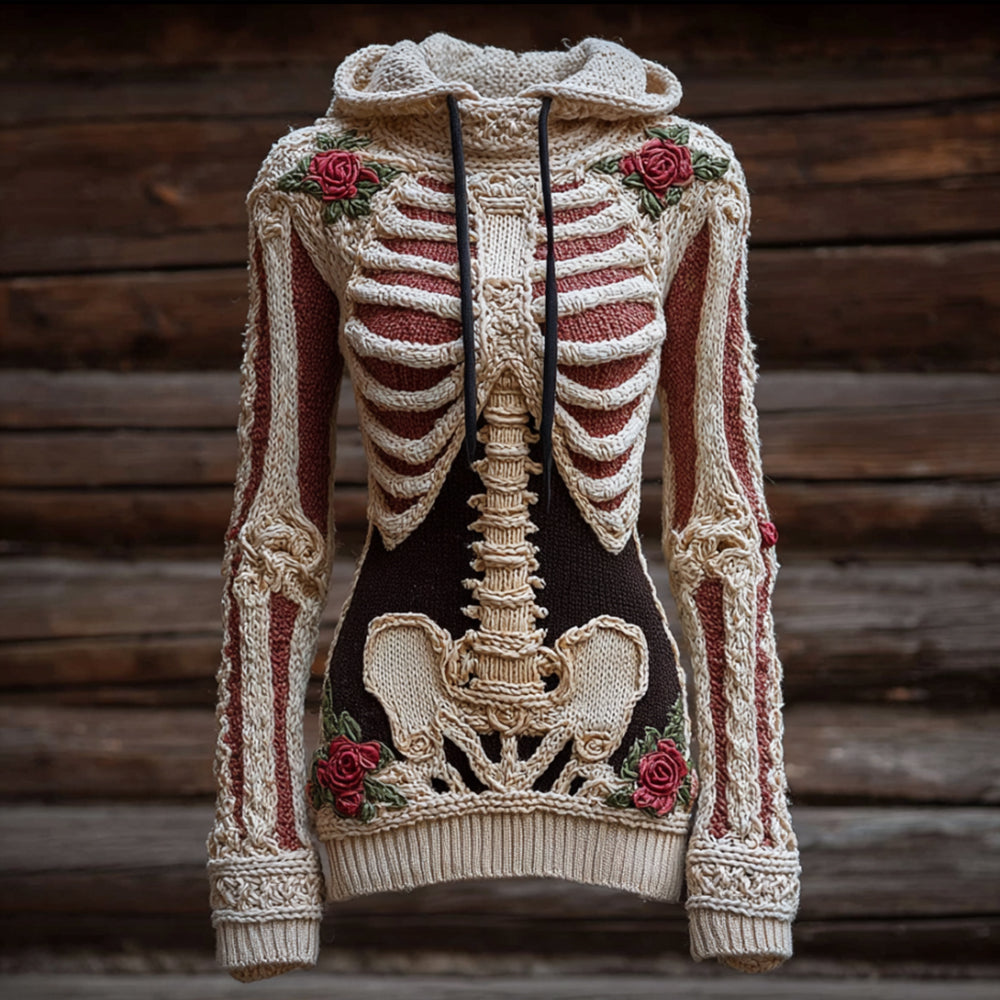 Halloween Anatomy Art Flower Vintage Hooded Sweater