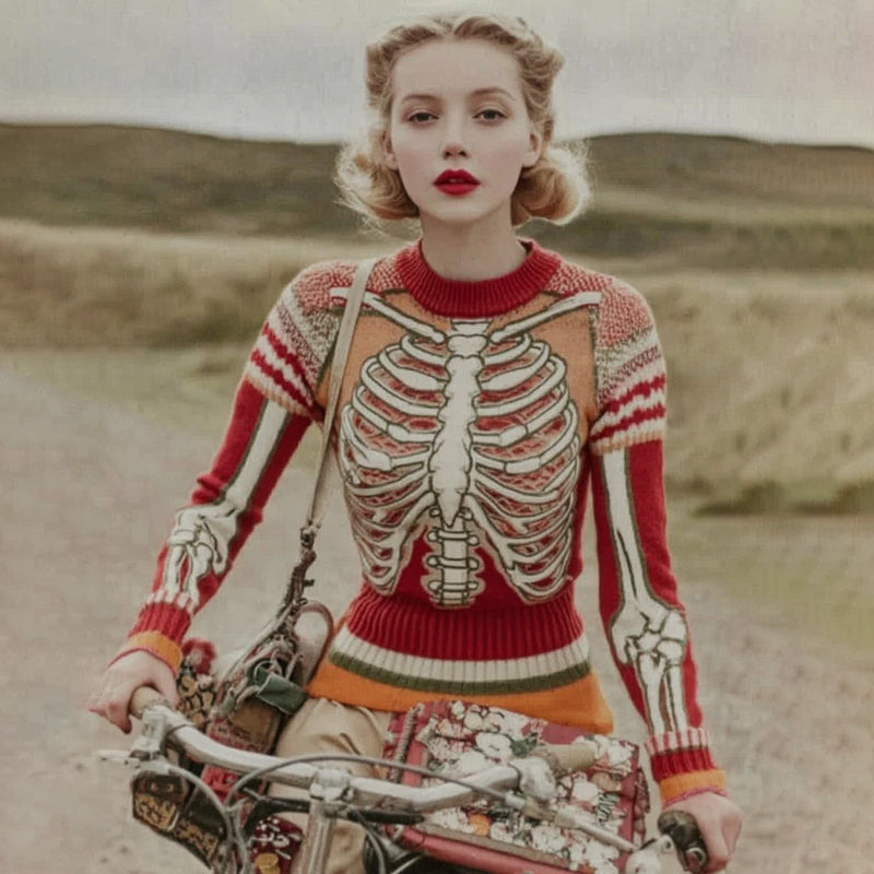 Vintage Halloween Anatomy Art Chunky Knitted Sweater