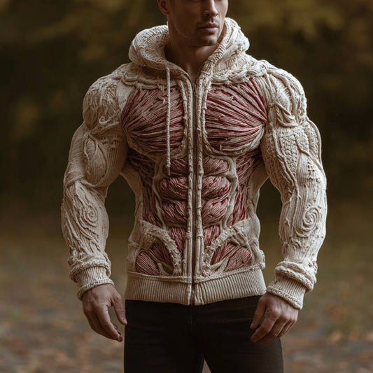 Men's Halloween Anatomy Art 3d Knitted Cardigan Sweater