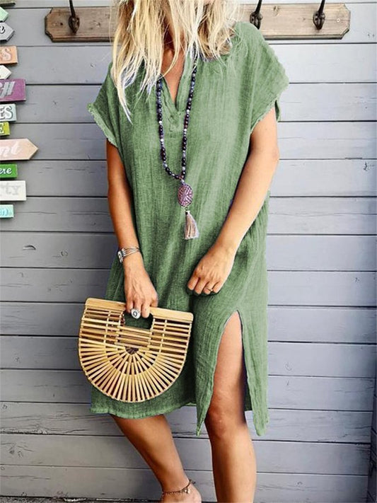 Airrys™ Women's Retro V-neck Short Sleeve Casual Skirt