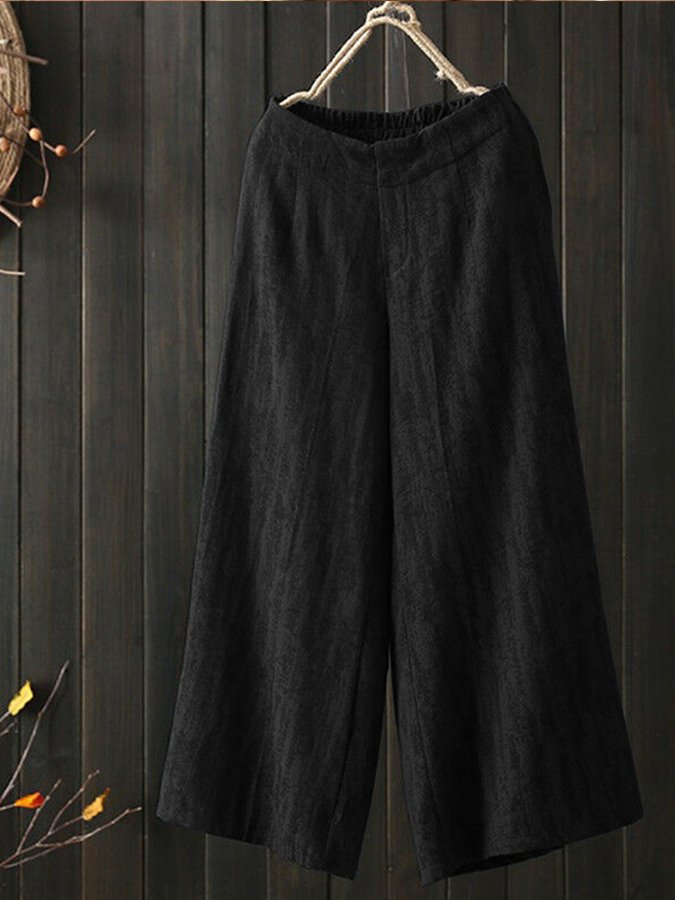 Airrys™ Women's Casual Simple Cotton Pants Loose Nine Point Wide Leg Pants