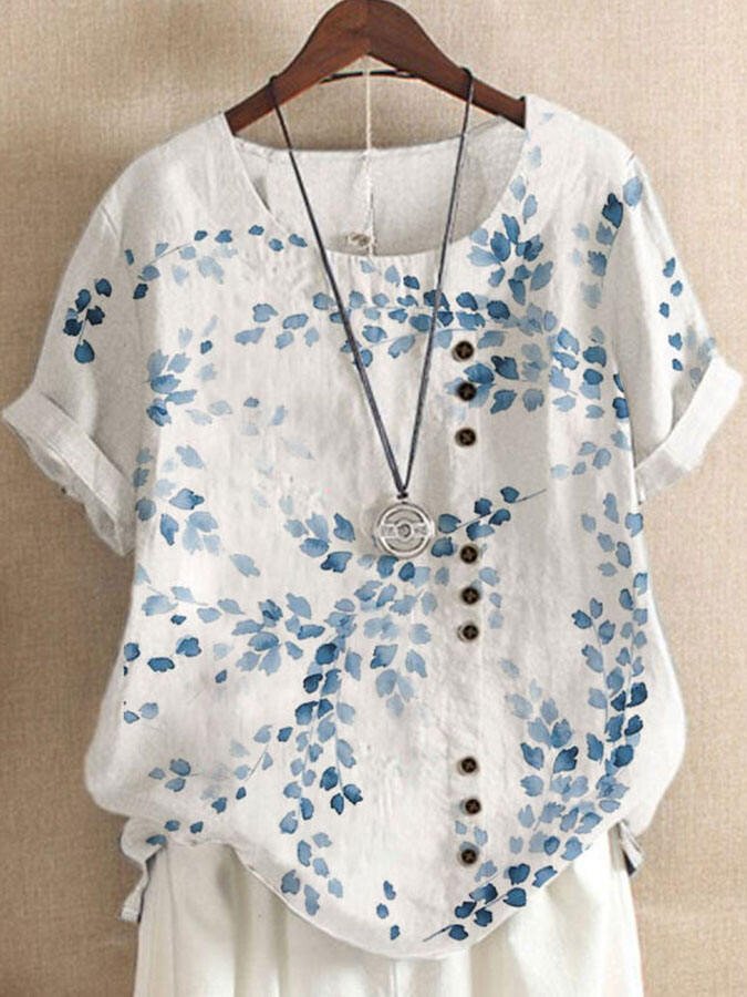 Airrys™ Loose Casual Leaf Print Top