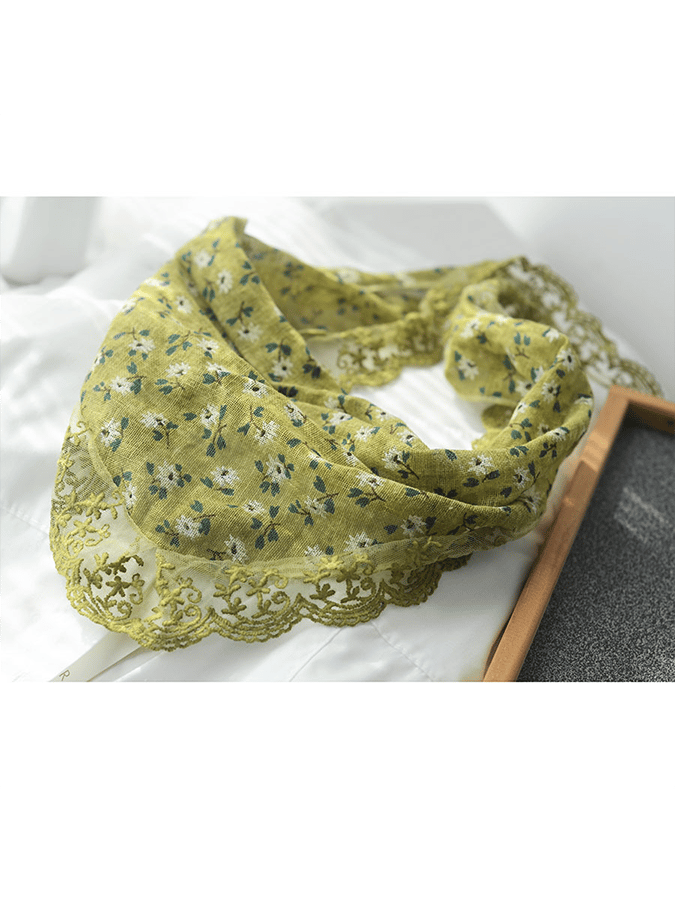 Airrys™ Women's Linen Vintage Floral Lace Triangle Scarf