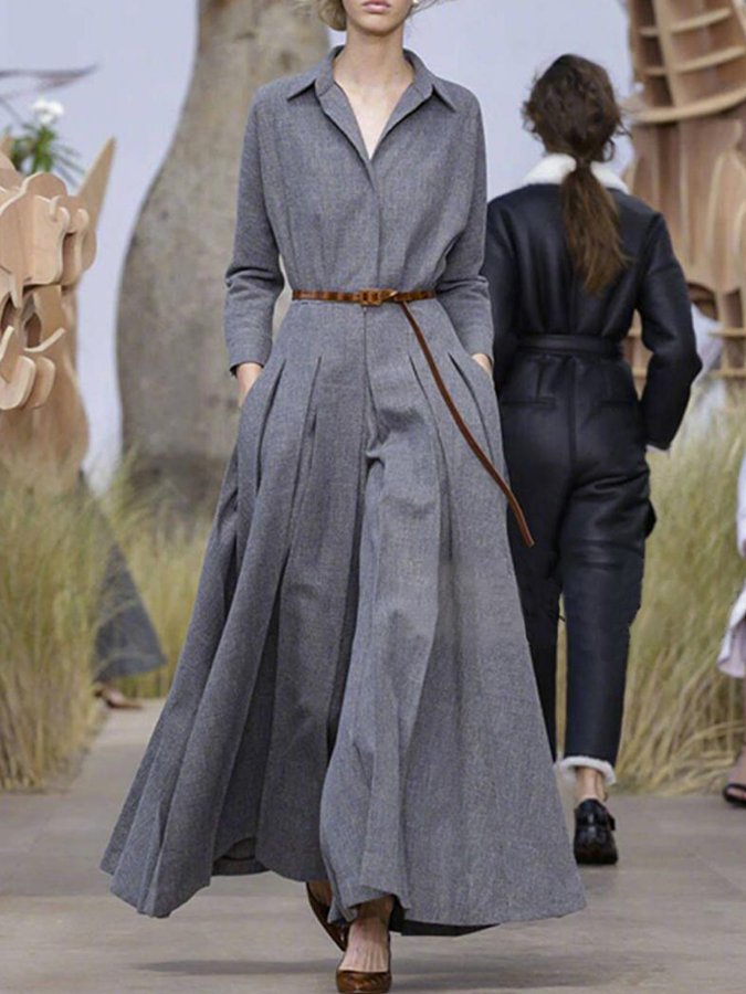 Airrys™ Women's Cotton Linen Long Sleeve Long Shirt Dress