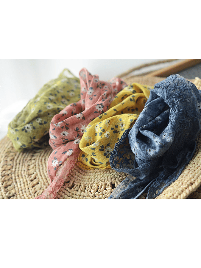 Airrys™ Women's Linen Vintage Floral Lace Triangle Scarf