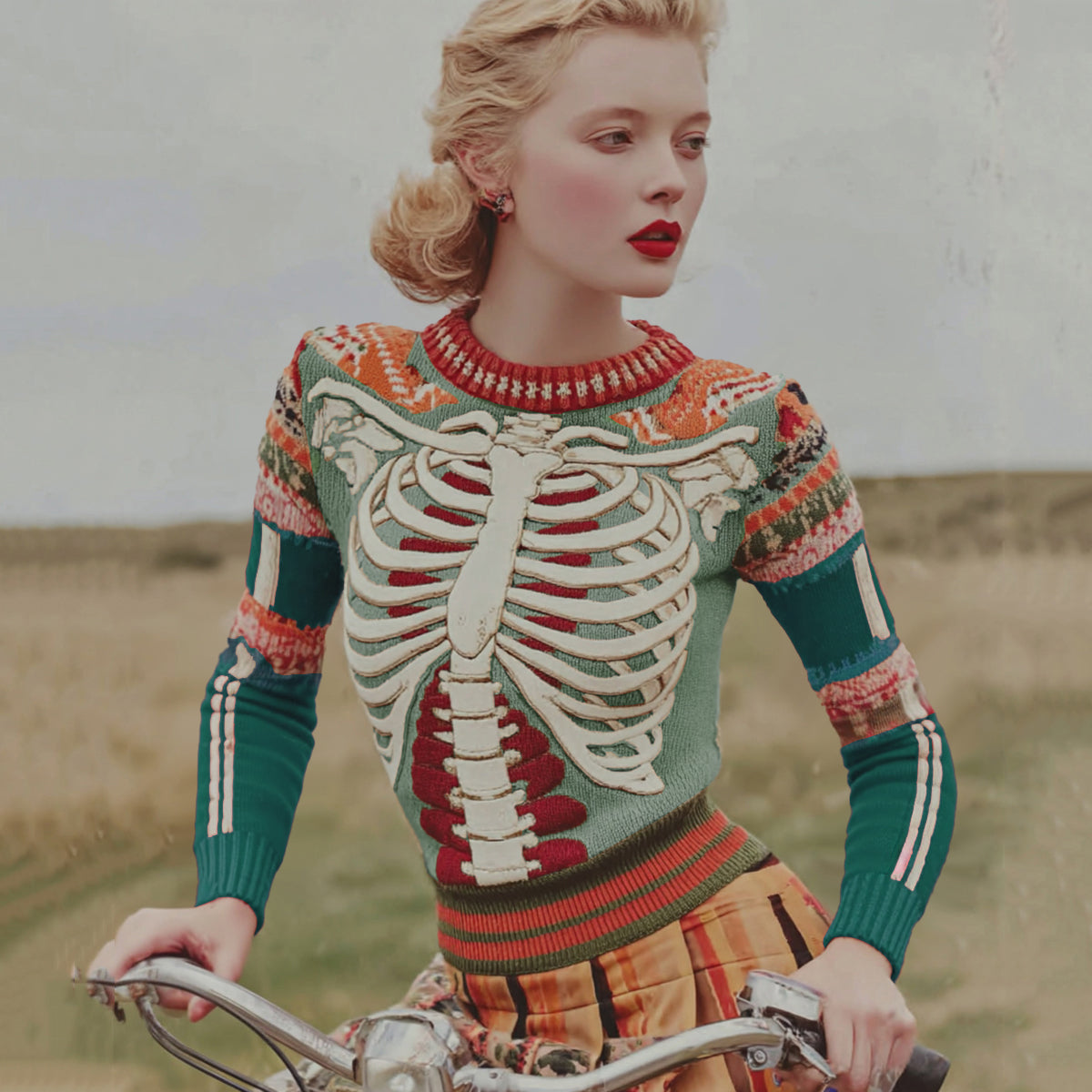 Vintage Halloween Anatomy Art Chunky Knitted Sweater
