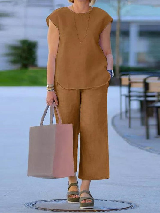 Airrys™ Women's Cotton Linen Casual Top and Pant Set