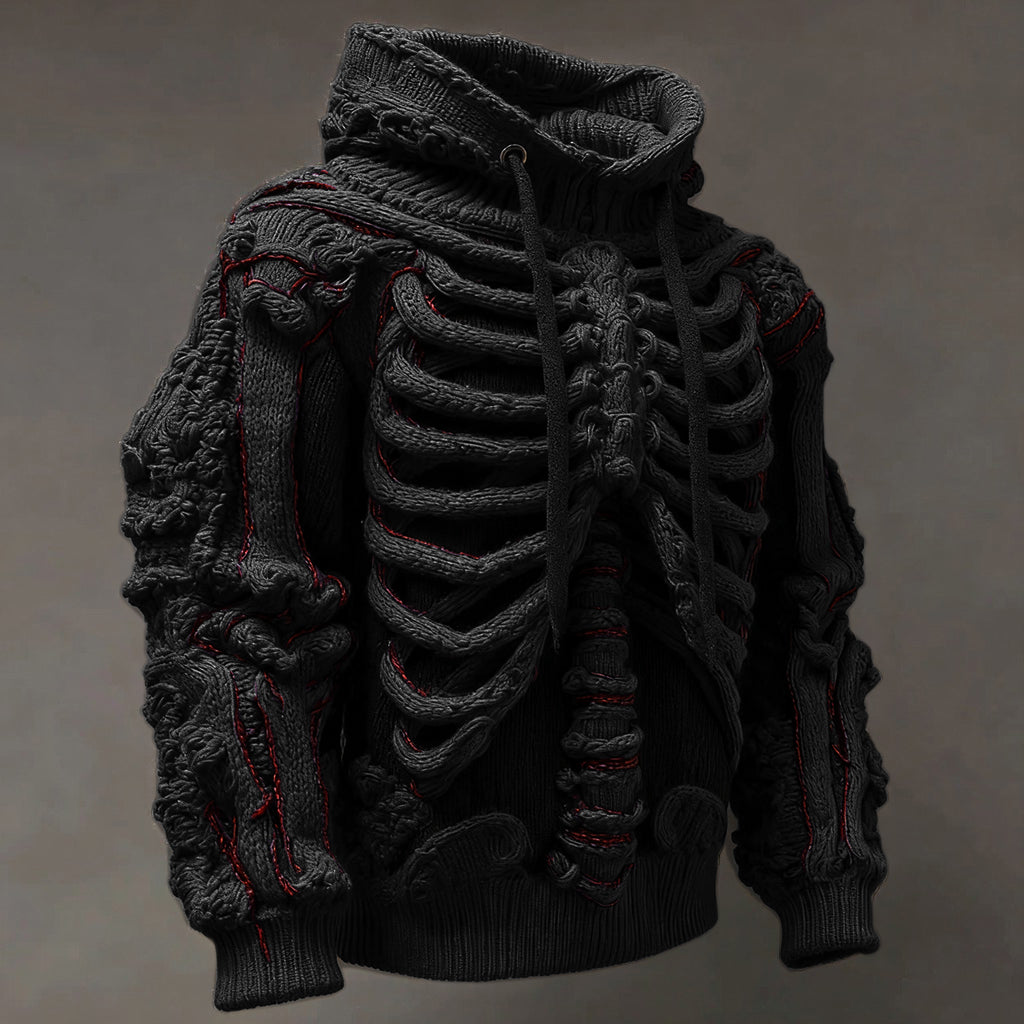 Vintage Halloween Anatomy Art Knit Hooded Sweater