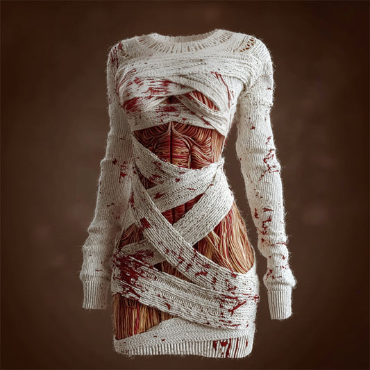 Muscle Anatomy Bloody Bandages Cozy Knit Sweater Dress