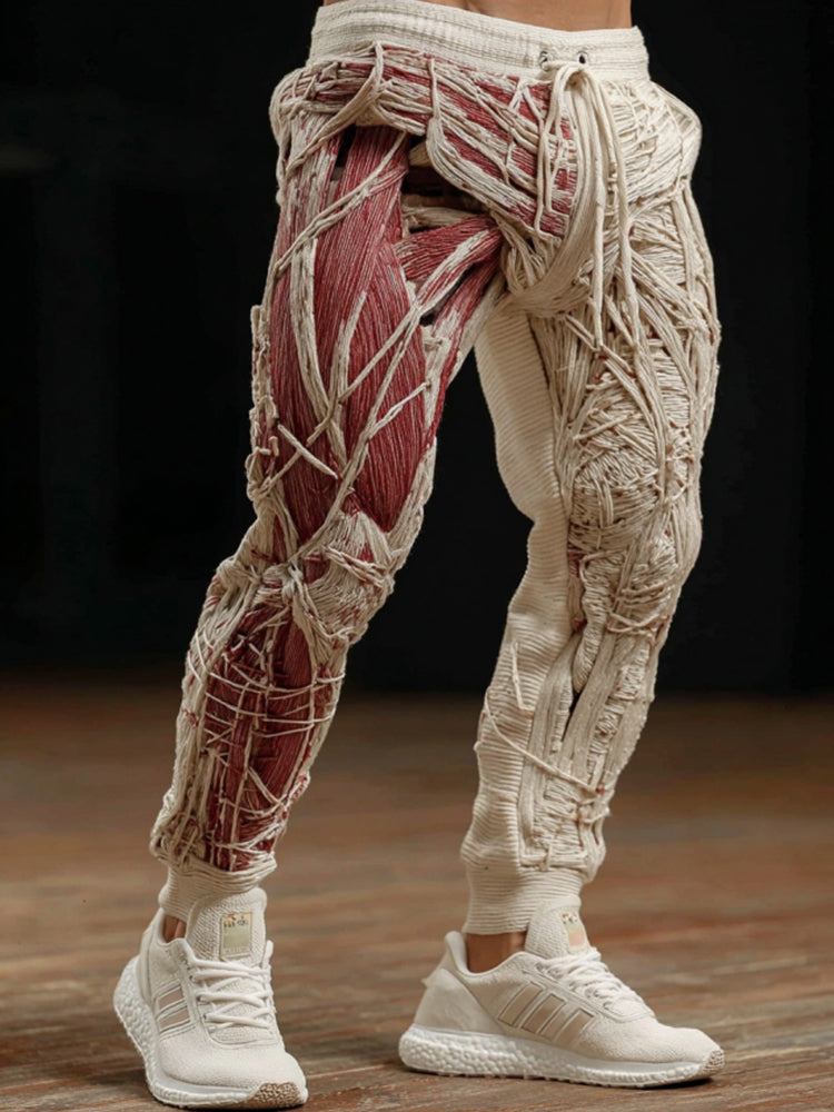 Men's Vintage Skeleton Muscles Art Cozy Knit Sweatpants