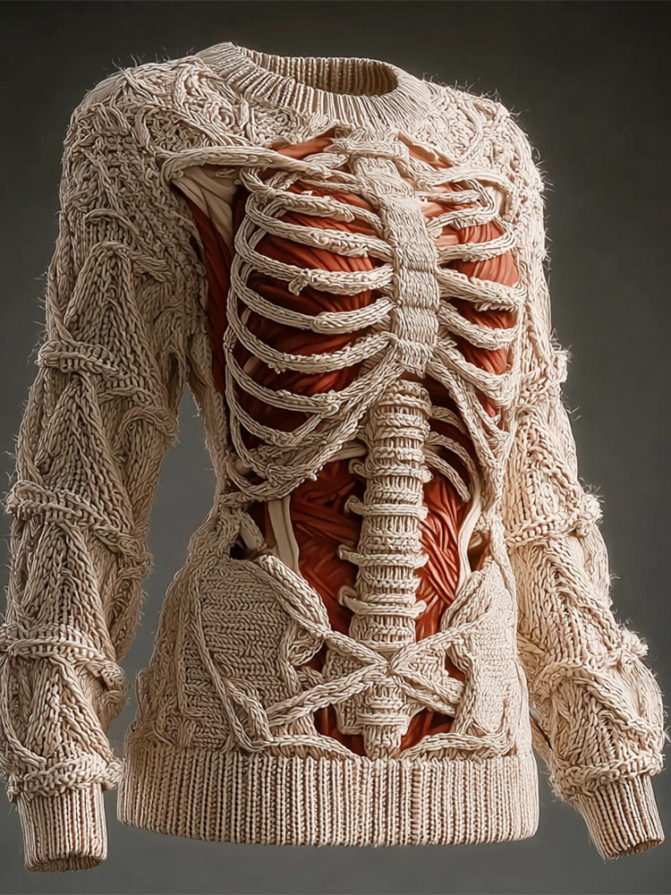 Halloween Musculoskeletal Anatomy Art Women's Knit Crew Neck Sweater