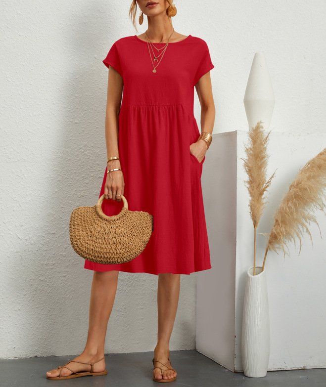 Airrys™ Women'S Short Sleeve Cotton And Linen Dress